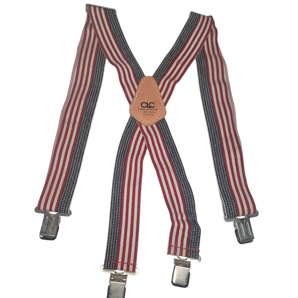 Vintage CLC Red White Blue USA Suspenders Custom Leathercraft Cowhide